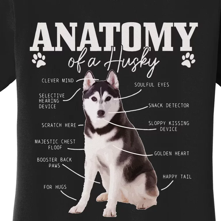 Anatomy Of A Siberian Husky Funny Cute Dog Husky Mom Dad Women's T-Shirt