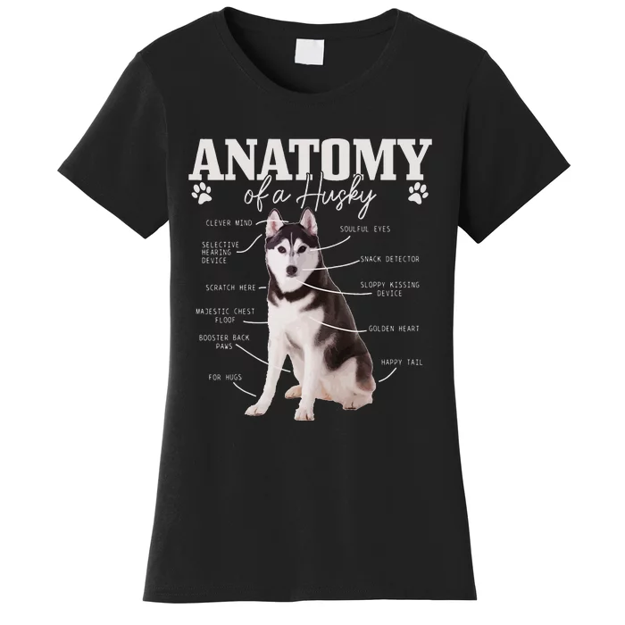 Anatomy Of A Siberian Husky Funny Cute Dog Husky Mom Dad Women's T-Shirt