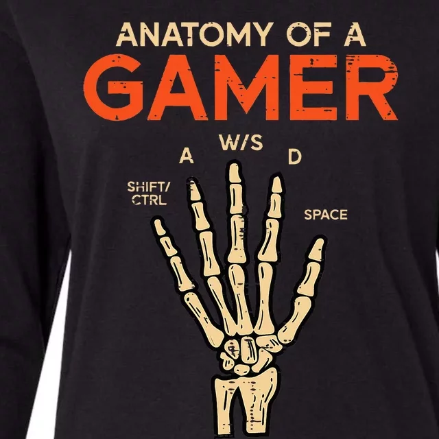 Anatomy Of A Gamer Skeleton Hand Funny Womens Cotton Relaxed Long Sleeve T-Shirt