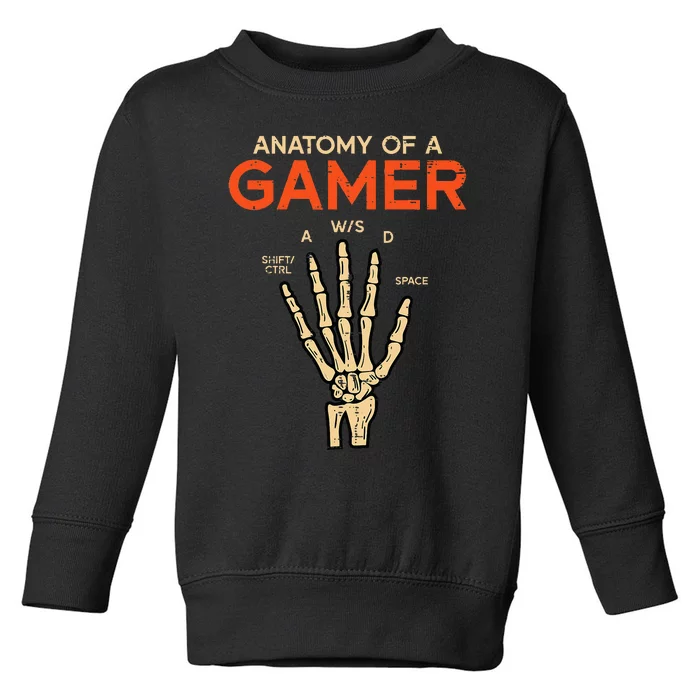 Anatomy Of A Gamer Skeleton Hand Funny Toddler Sweatshirt