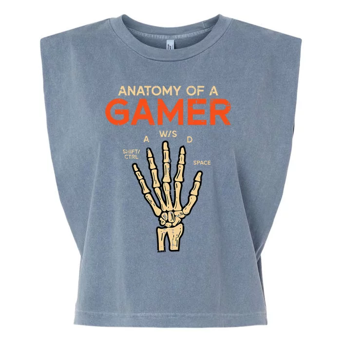 Anatomy Of A Gamer Skeleton Hand Funny Garment-Dyed Women's Muscle Tee