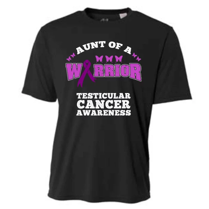 Aunt Of A Warrior Testicular Cancer Awareness Funny Gift Cooling Performance Crew T-Shirt