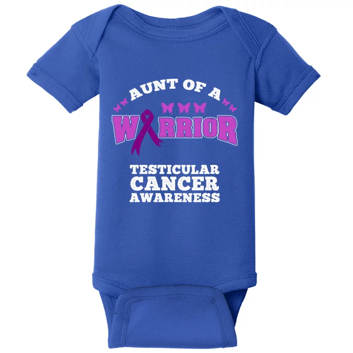 Aunt Of A Warrior Testicular Cancer Awareness Funny Gift Baby Bodysuit