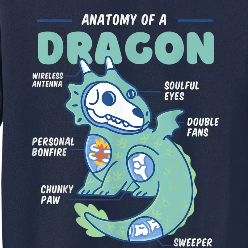 Anatomy Of A Dragon, Funny Dragon Shirt Boys Tall Sweatshirt