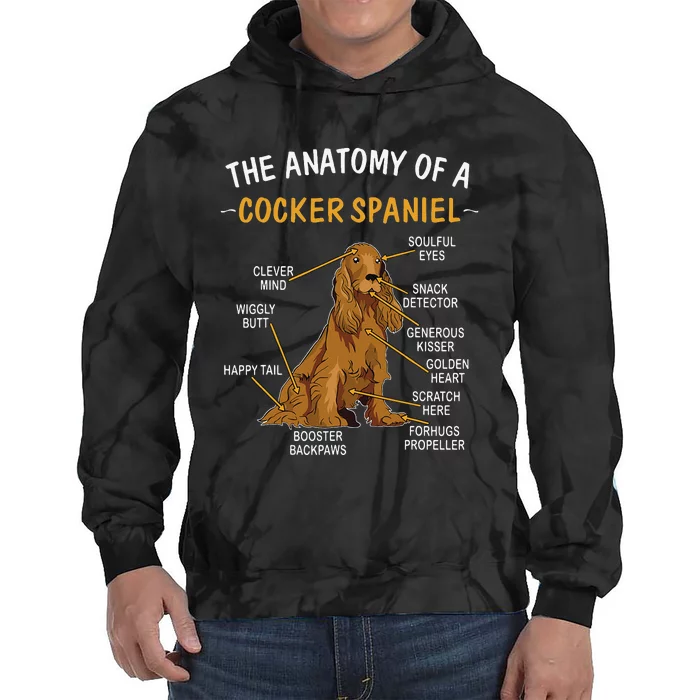 Anatomy Of A Cocker Spaniel For Dog Lovers Tie Dye Hoodie