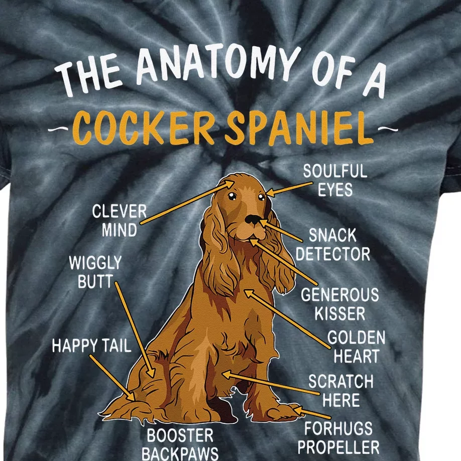 Anatomy Of A Cocker Spaniel For Dog Lovers Kids Tie-Dye T-Shirt