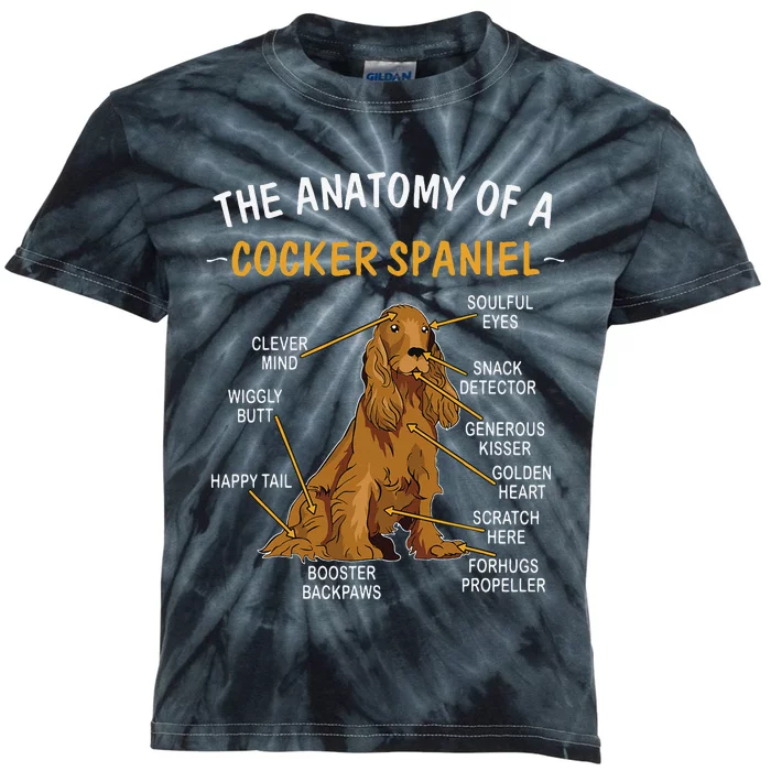 Anatomy Of A Cocker Spaniel For Dog Lovers Kids Tie-Dye T-Shirt