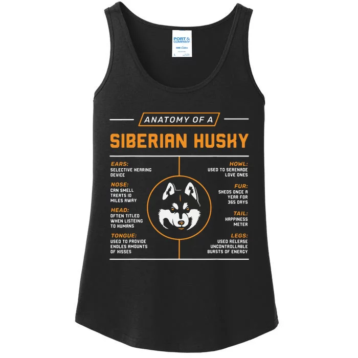 Anatomy Of A Husky Siberian Dog Owner Ladies Essential Tank