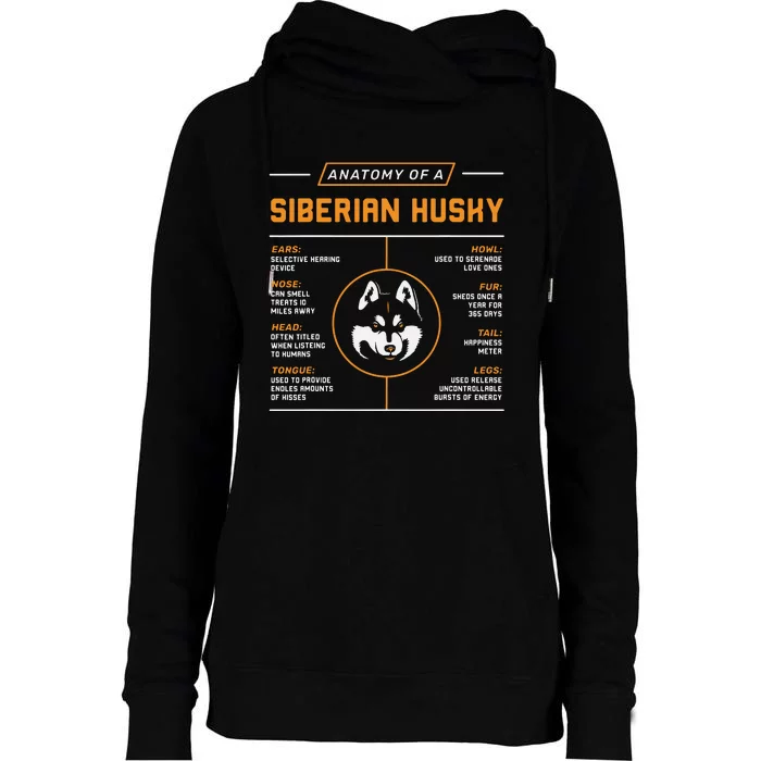 Anatomy Of A Husky Siberian Dog Owner Womens Funnel Neck Pullover Hood