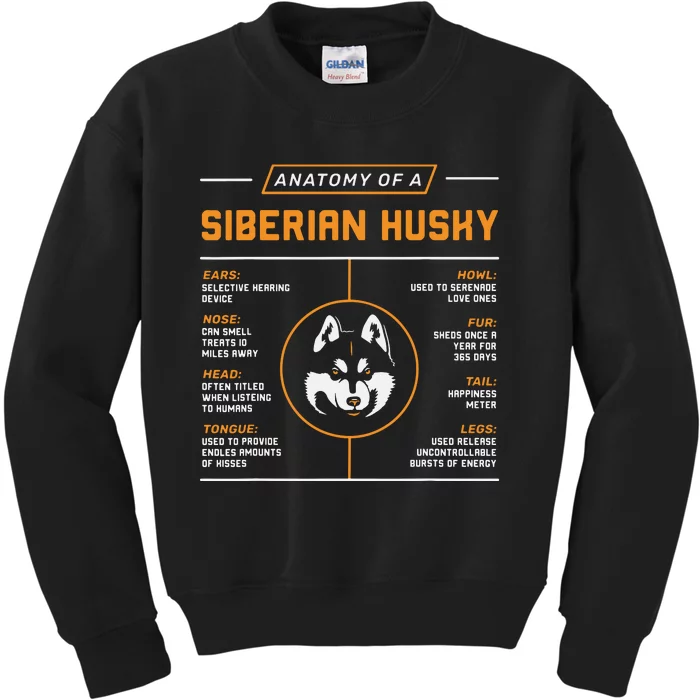 Anatomy Of A Husky Siberian Dog Owner Kids Sweatshirt