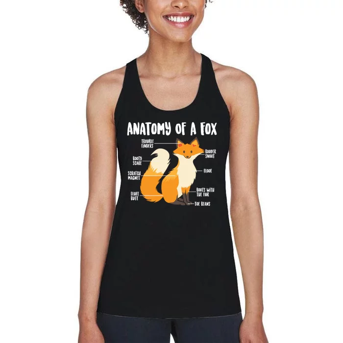 Anatomy Of A Fox | Cute Sweet Carnivore Funny Animal Gift Women's Racerback Tank