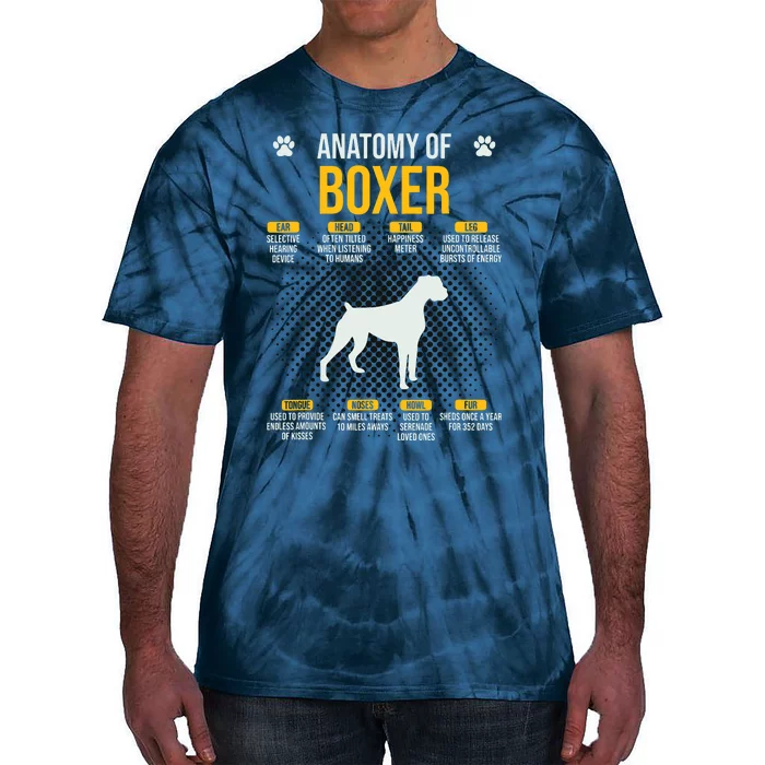 Anatomy Of Boxer Dog Lover Funny Tie-Dye T-Shirt