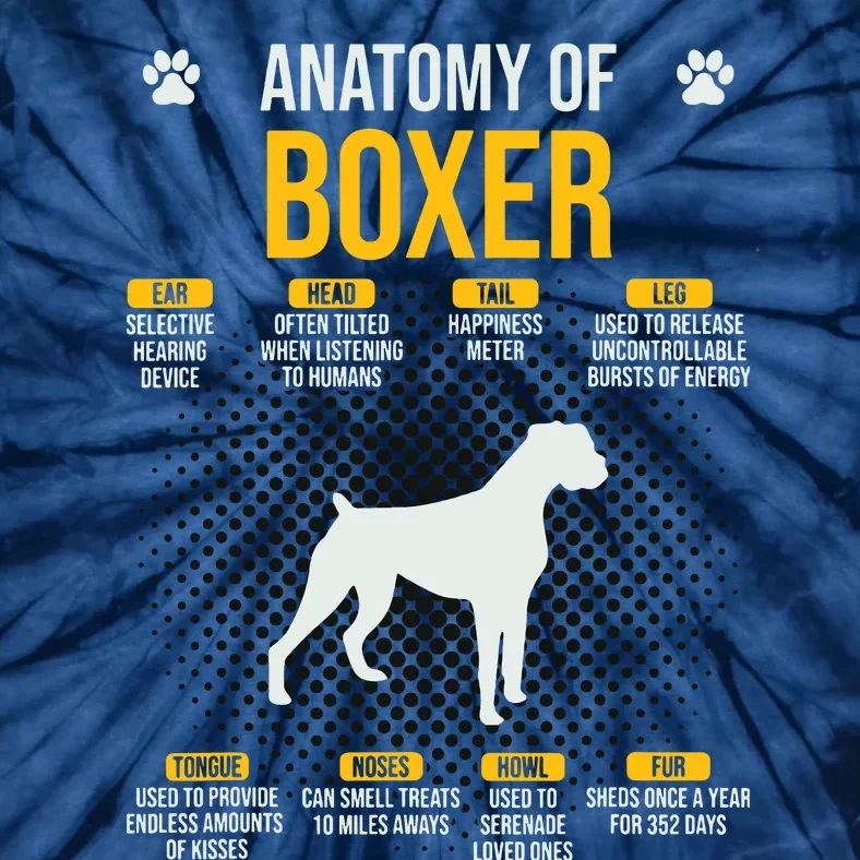 Anatomy Of Boxer Dog Lover Funny Tie-Dye T-Shirt