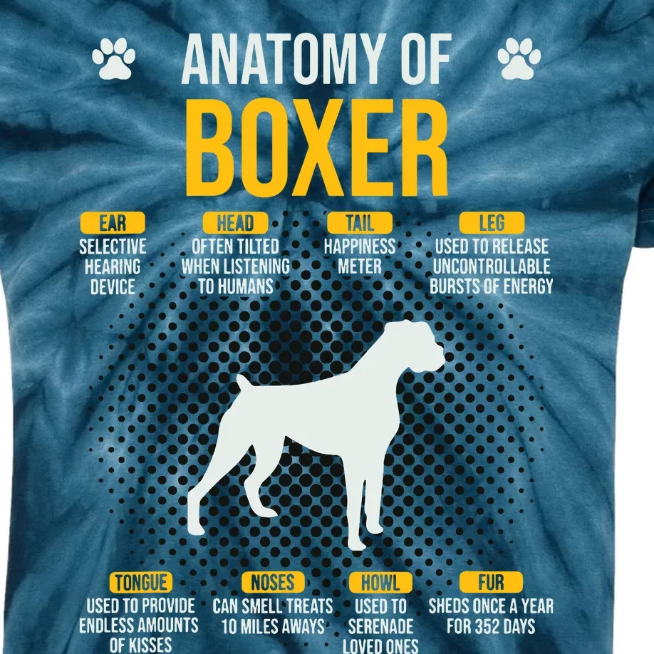 Anatomy Of Boxer Dog Lover Funny Kids Tie-Dye T-Shirt