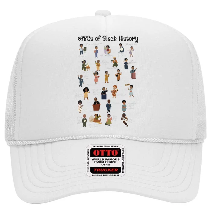 ABCs Of Black History Month Pride African American Teacher High Crown Mesh Trucker Hat