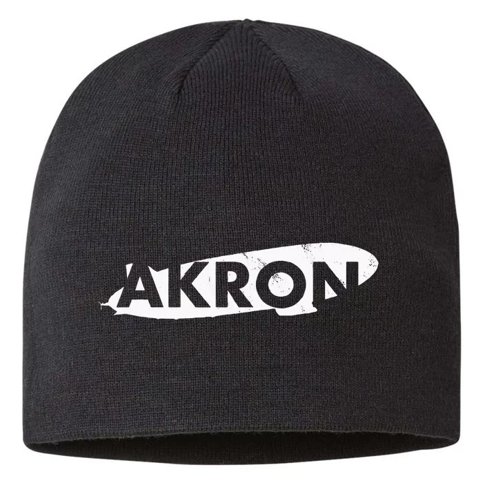 Akron Ohio Blimp Over Summit County Vintage Distressed Style 8 1/2in Sustainable Knit Beanie