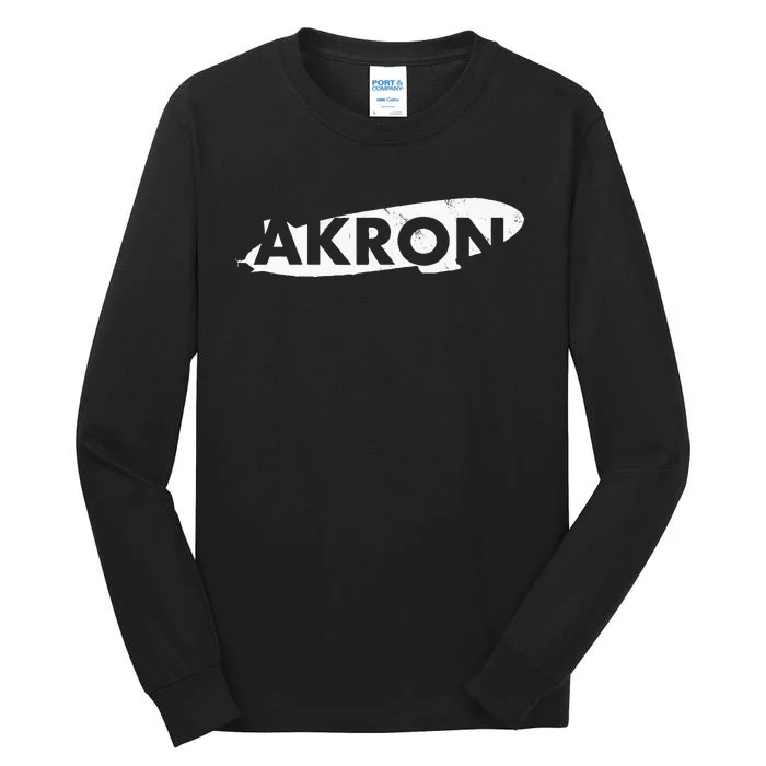 Akron Ohio Blimp Over Summit County Vintage Distressed Style Tall Long Sleeve T-Shirt