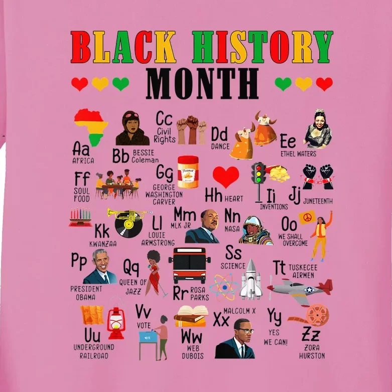 ABCs Of Black History Month Pride African American Teacher Kids Long Sleeve Shirt