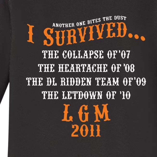 Another One Bites The Dust I Survived Lgm 2011 Baby Long Sleeve Bodysuit