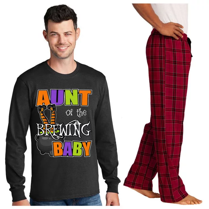 Aunt Of Brewing Baby Halloween Theme Baby Shower Spooky Long Sleeve Pajama Set