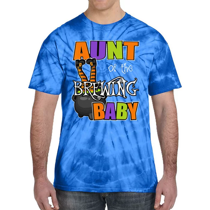 Aunt Of Brewing Baby Halloween Theme Baby Shower Spooky Tie-Dye T-Shirt