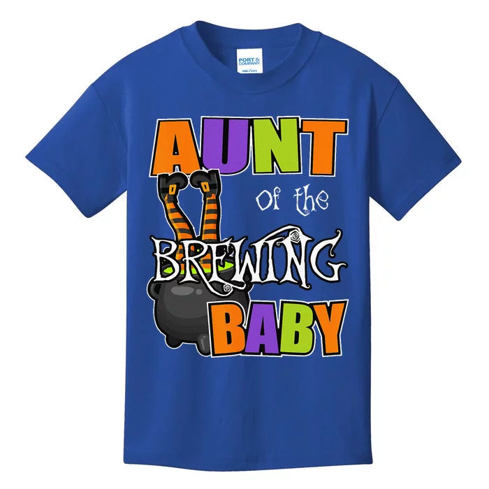 Aunt Of Brewing Baby Halloween Theme Baby Shower Spooky Kids T-Shirt