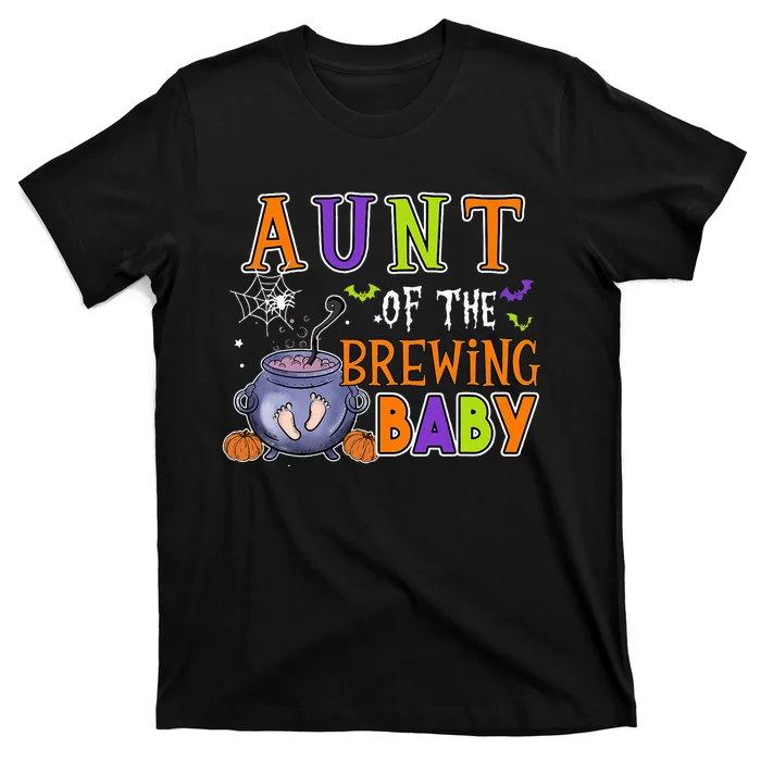 Aunt Of Brewing Baby Halloween Theme Baby Shower Spooky T-Shirt