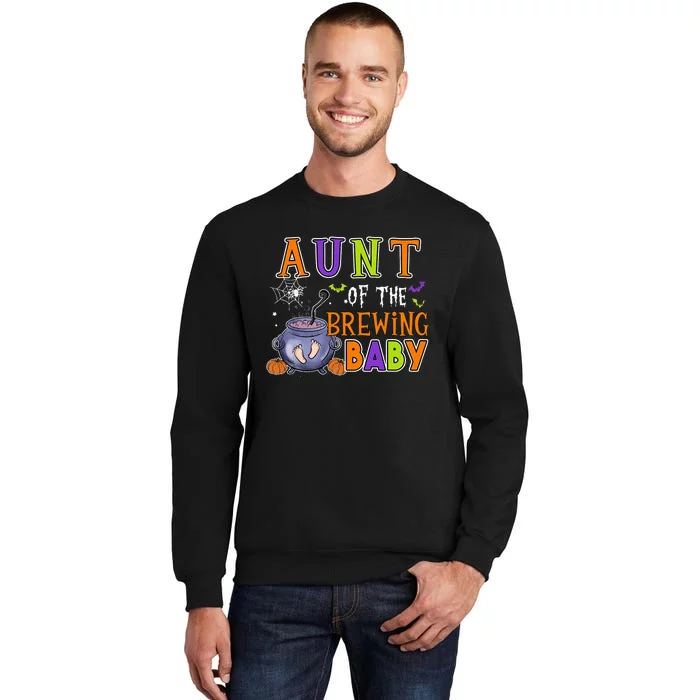 Aunt Of Brewing Baby Halloween Theme Baby Shower Spooky Tall Sweatshirt