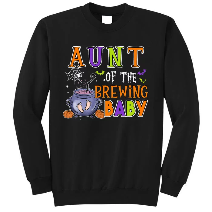 Aunt Of Brewing Baby Halloween Theme Baby Shower Spooky Tall Sweatshirt