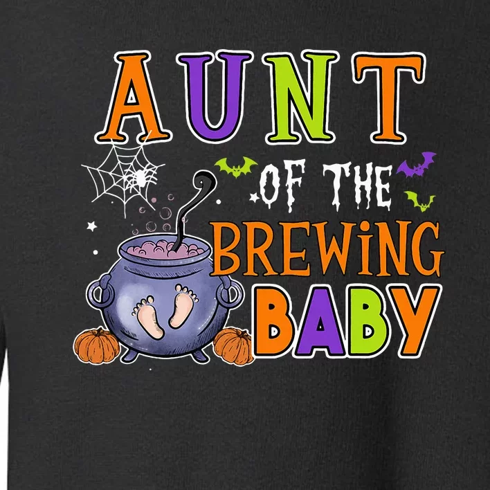 Aunt Of Brewing Baby Halloween Theme Baby Shower Spooky Toddler Sweatshirt