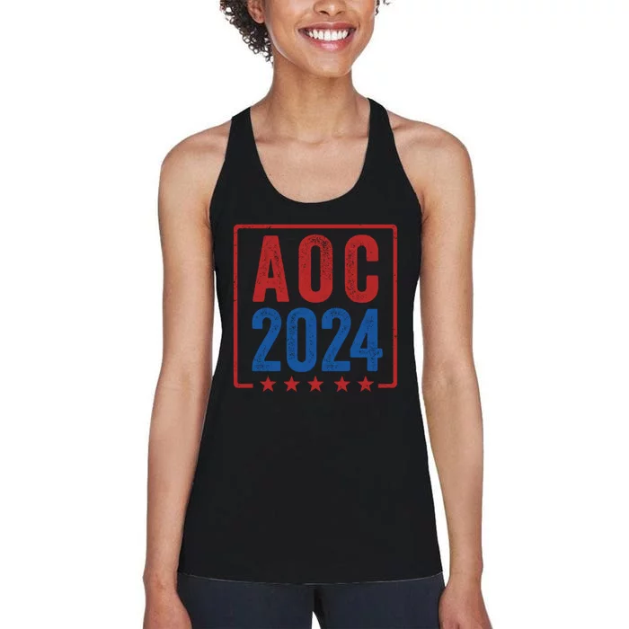 Alexandria Ocasio Cortez For President AOC 2024 Election Women's Racerback Tank