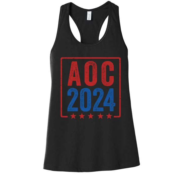 Alexandria Ocasio Cortez For President AOC 2024 Election Women's Racerback Tank