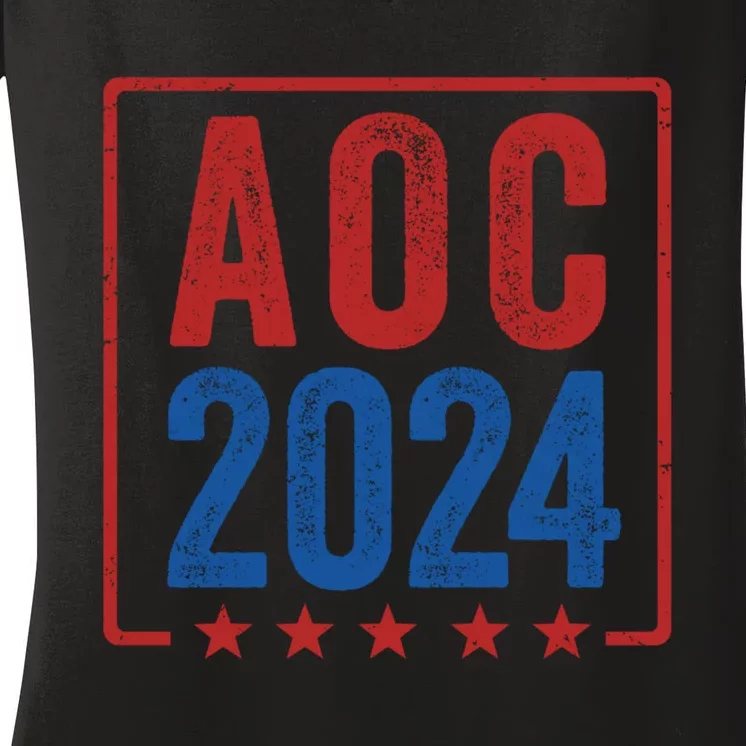 Alexandria Ocasio Cortez For President AOC 2024 Election Women's V-Neck T-Shirt