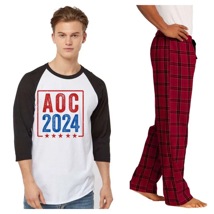 Alexandria Ocasio Cortez For President AOC 2024 Election Raglan Sleeve Pajama Set