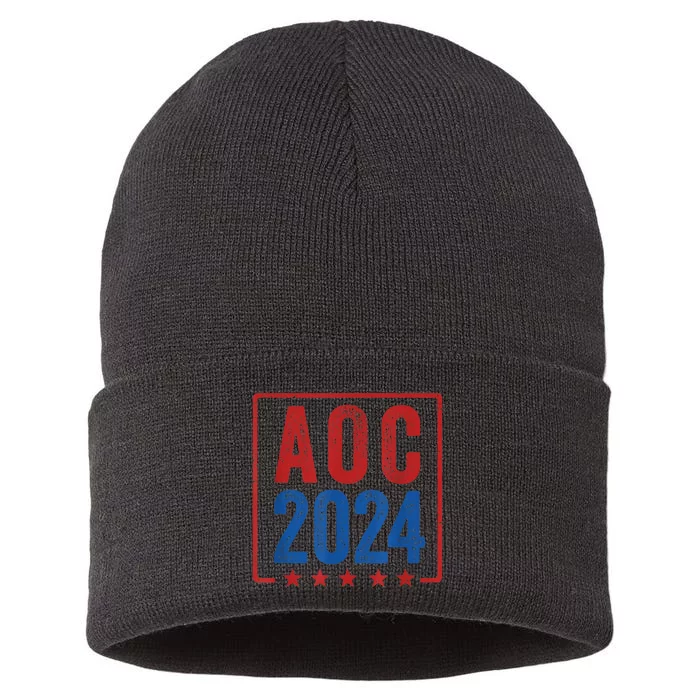 Alexandria Ocasio Cortez For President AOC 2024 Election Sustainable Knit Beanie