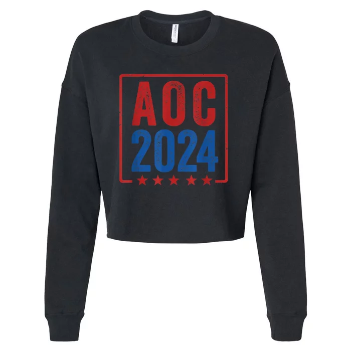 Alexandria Ocasio Cortez For President AOC 2024 Election Cropped Pullover Crew