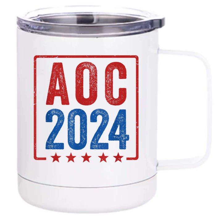 Alexandria Ocasio Cortez For President AOC 2024 Election Front & Back 12oz Stainless Steel Tumbler Cup