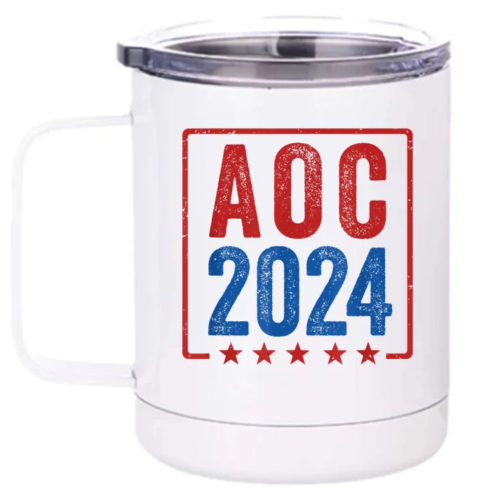 Alexandria Ocasio Cortez For President AOC 2024 Election Front & Back 12oz Stainless Steel Tumbler Cup