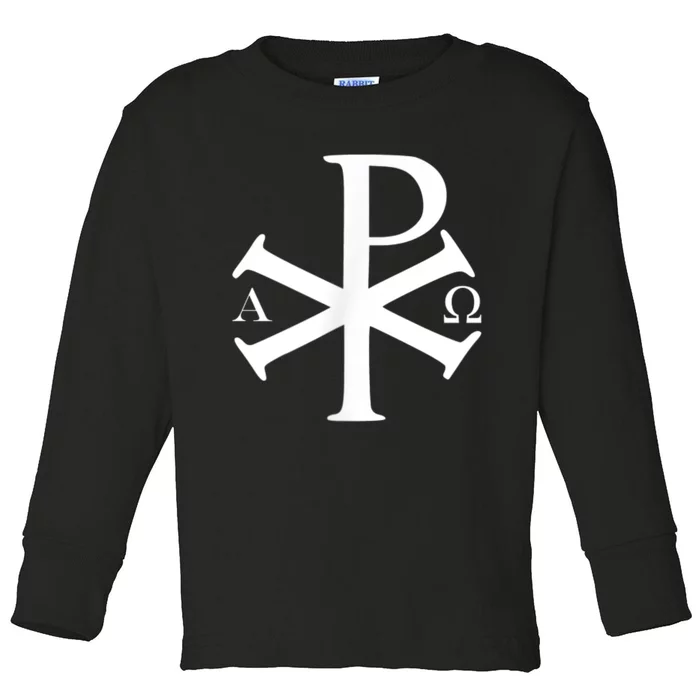 Alpha Omega Chi Rho Byzantine Christian Jesus Christ Bible Toddler Long Sleeve Shirt