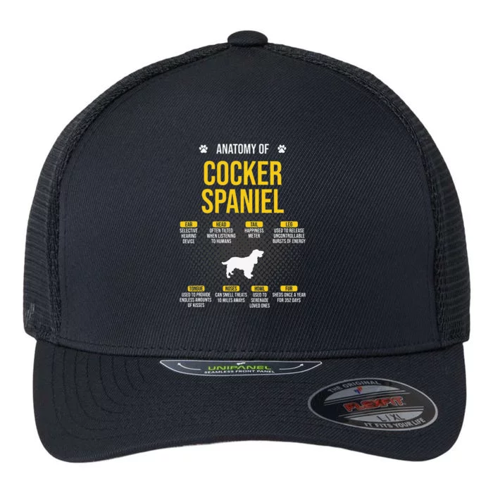 Anatomy Of Cocker Spaniel funny Dog Lover Flexfit Unipanel Trucker Cap