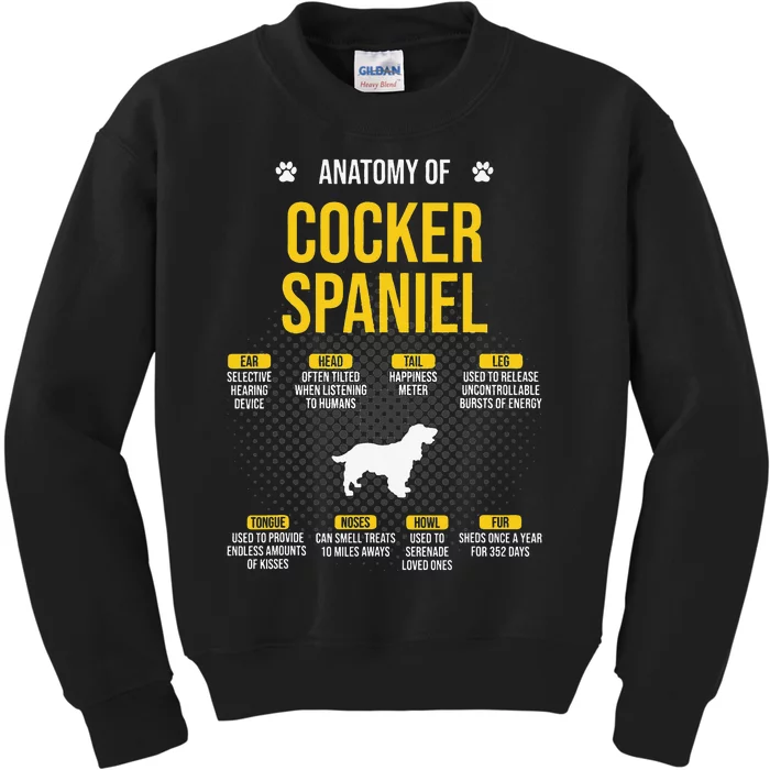 Anatomy Of Cocker Spaniel funny Dog Lover Kids Sweatshirt