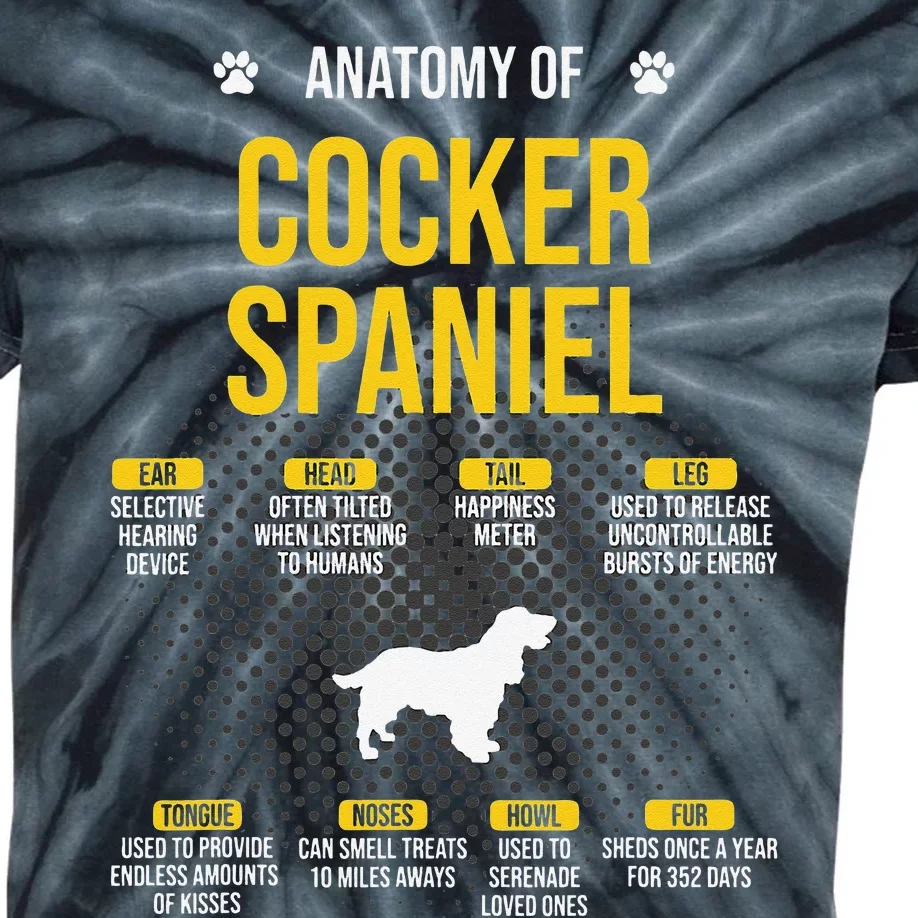 Anatomy Of Cocker Spaniel funny Dog Lover Kids Tie-Dye T-Shirt