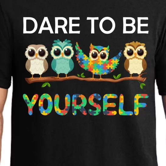 Autism Owl Dare To Be Yours Angle Autism Awareness Puzzle Gift Pajama Set