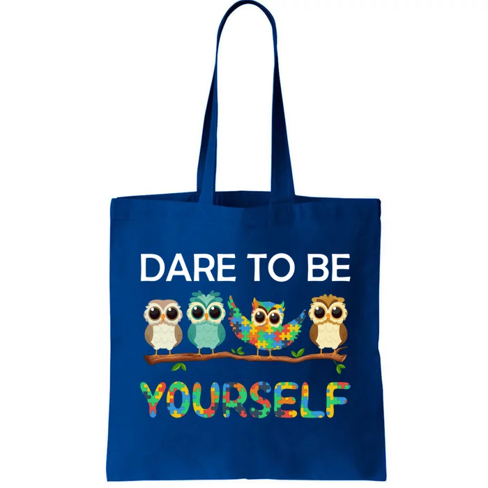 Autism Owl Dare To Be Yours Angle Autism Awareness Puzzle Gift Tote Bag