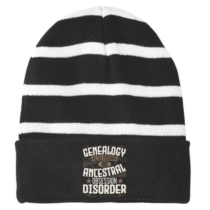 Ancestral Obsession Disorder Genealogist Ancestry Genealogy Striped Beanie with Solid Band