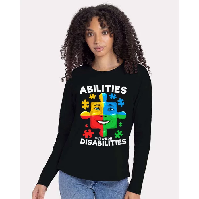 Abilities Outweigh Disabilities Autism Awareness Inspiring Womens Cotton Relaxed Long Sleeve T-Shirt