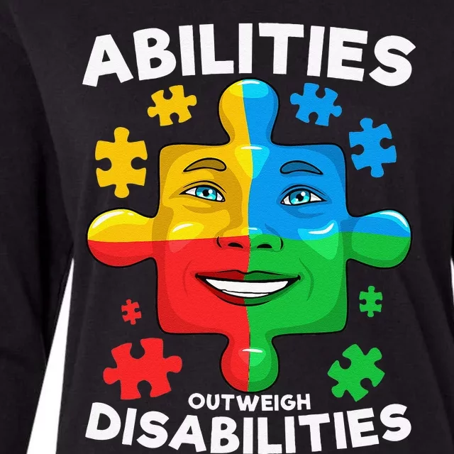 Abilities Outweigh Disabilities Autism Awareness Inspiring Womens Cotton Relaxed Long Sleeve T-Shirt