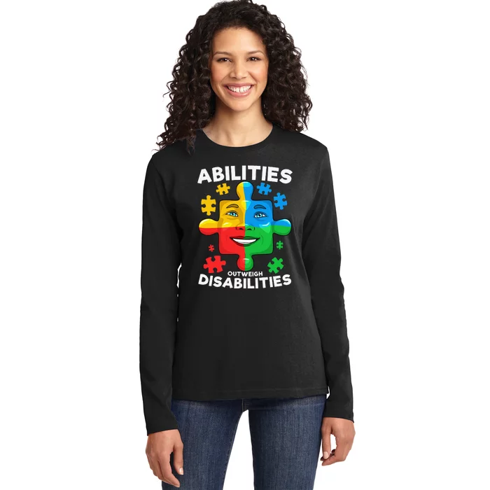 Abilities Outweigh Disabilities Autism Awareness Inspiring Ladies Long Sleeve Shirt