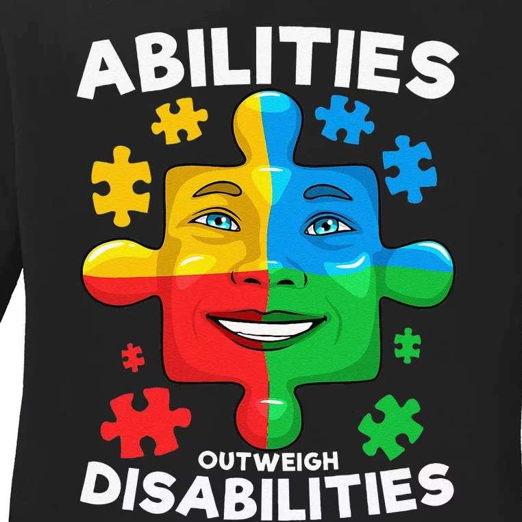 Abilities Outweigh Disabilities Autism Awareness Inspiring Ladies Long Sleeve Shirt