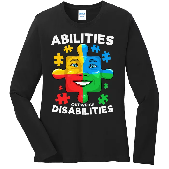 Abilities Outweigh Disabilities Autism Awareness Inspiring Ladies Long Sleeve Shirt